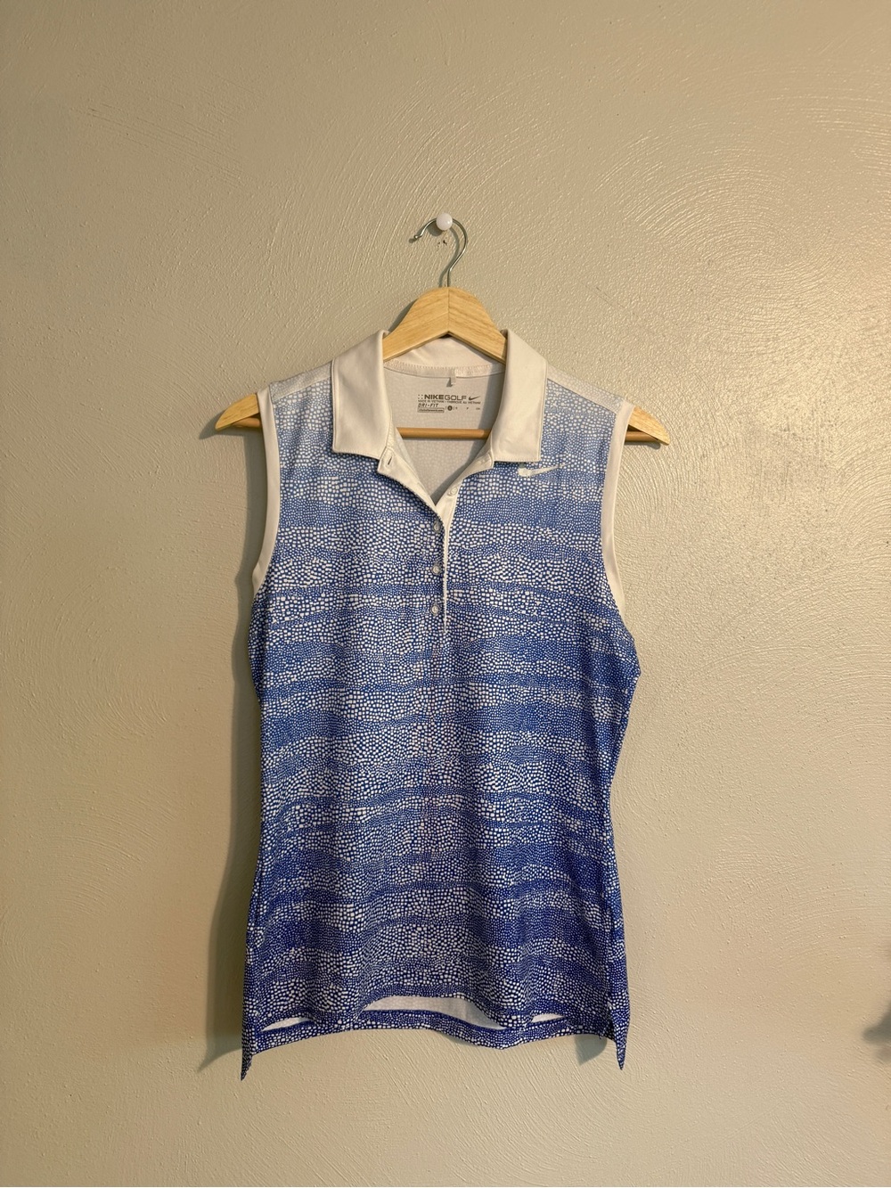Women’s Nike Blue and White Sleeveless Polo